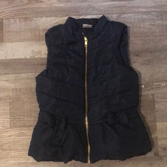 Chic Navy Puffer Vest with Gold Zipper - Picture 1 of 4